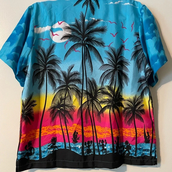 King Kameha Short Sleeve Button Down Vibrant and Fun Hawaiian Print Shirt Large - Picture 5 of 7